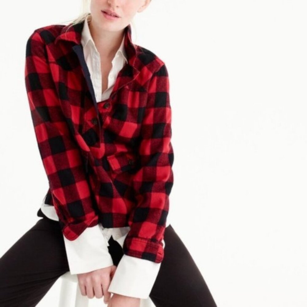 J.Crew Buffalo Plaid Wool Popover Shirt Jacket - XS